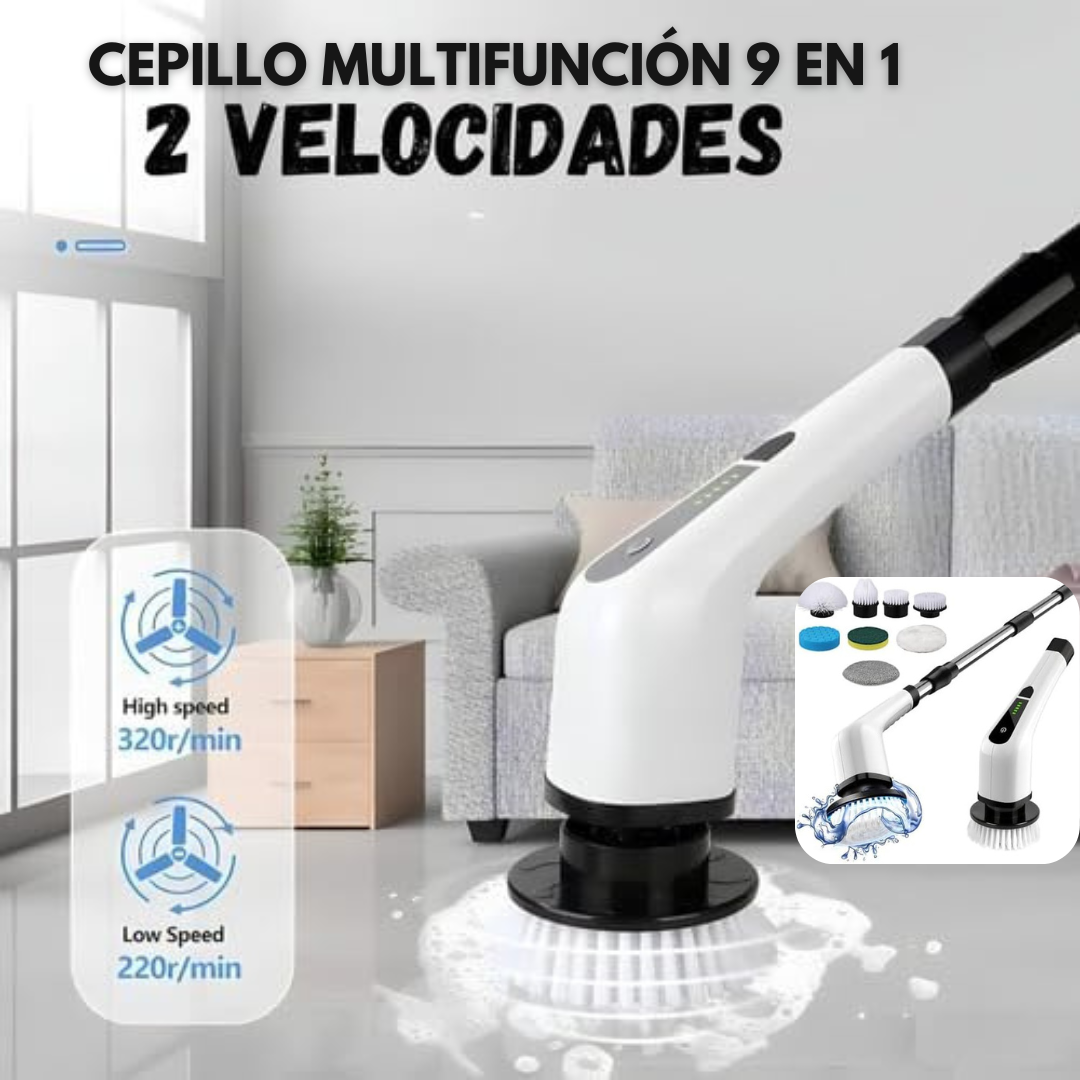 ✨CEPILLO MULTIUSO - MOPA ELÉCTRICA 9 EN 1 GIRATORIA 360° AJUSTABLE✨